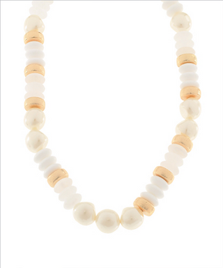 Monkee's Jewelry and ACC Pearl & Rondelle Shape Beads Necklace / 2 Color Options