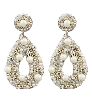 MC Pearl & Beaded Teardrop Earrings