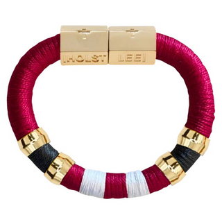 Monkee Collection Game Day Colorblock Bracelet - Red, Gray, White