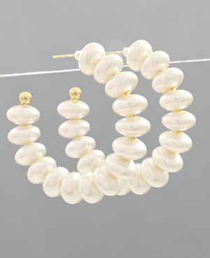 Monkee's Jewelry And Acc 40mm Bold Pearl Hoops / Cream Pearl