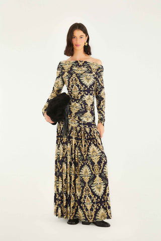 Farm Rio Wonderful Arabesque Off Shoulder Maxi Dress