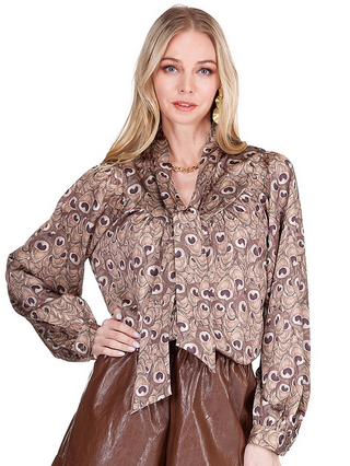 Joy Joy Brown Peacock Blouse