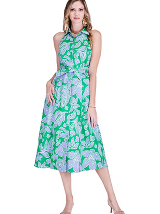 Jade Fitted Halter Shirtdress