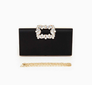 Crystal Buckle Metallic Box Clutch / Multi Color Options