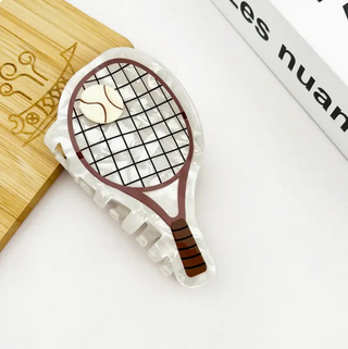 Thedivasoap Tennis Racket Claw Clip, Sports Series Hair Clip - White