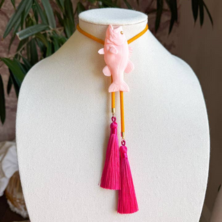 Rahya Jewelry Designs Fish Bolo Blush Pink with Golden Yellow & Fuchsia