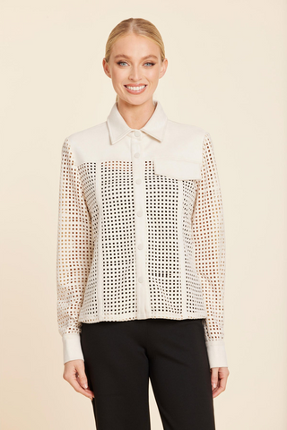 Dolce Cabo Suede Lattice Cut Out Shirt