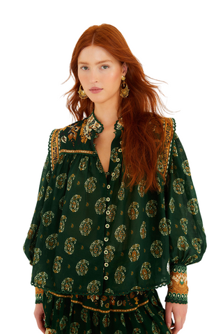 Farm Rio Tayla Green Blouse