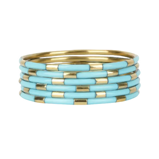 BuDhaGirl Turquoise Veda Bangles- Set of 6