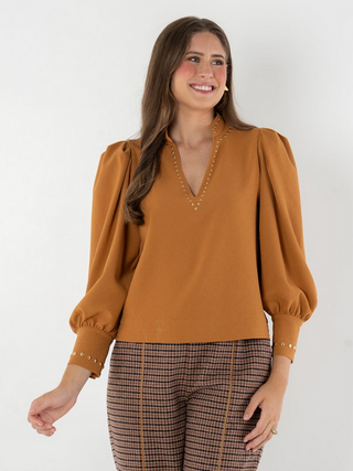 Emily McCarthy Hampton Top in Brown Sugar Suede