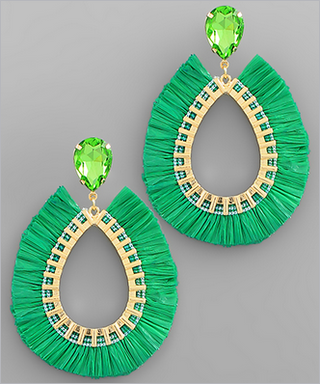 Monkee's Jewelry And Acc Raffia Teardrop Earrings/ Multiple Colors