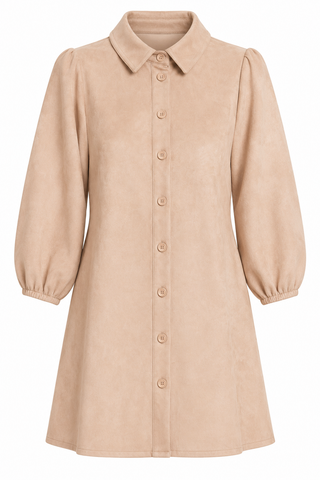 Dolce Cabo Faux Suede Puff Sleeve Shirt Dress