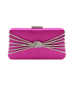 Knotted Rhinestone Line Satin Clutch