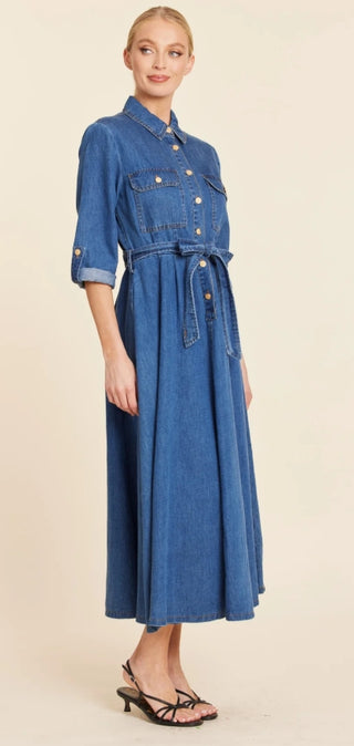 Dolce Cabo Denim Tab Sleeve Maxi Dress