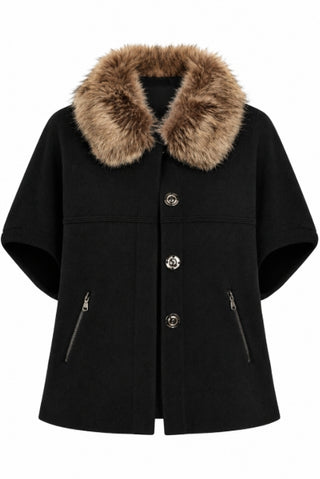 Dolce Cabo Black/Chestnut Cocoon Faux Fur Cardigan