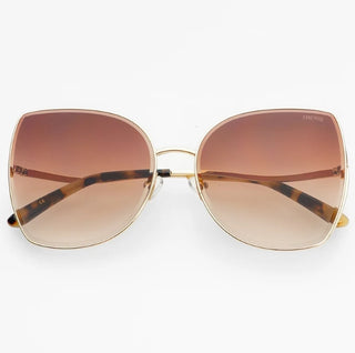 Freyrs Margot Oversized Womens Sunglasses - Gold / Brown