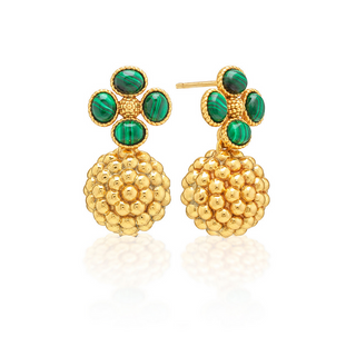 Capucine De Wulf Berry Clover Drop Earrings / Malachite