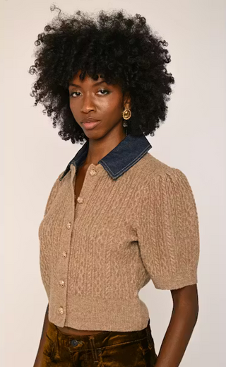 Love The Label Lane Denim Collar Cardigan