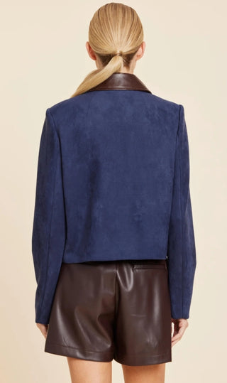 Dolce Cabo Faux Leather Trimmed Faux Suede Jacket