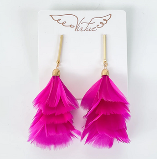 VIRTUE BAR POST PHEASANT FAN EARRING