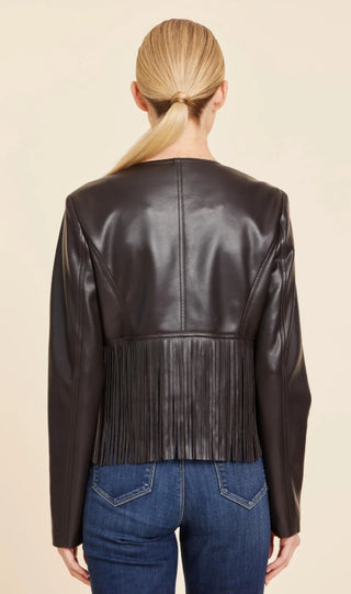 Dolce Cabo Faux Leather Fringe Jacket