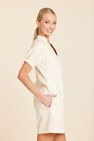 Dolce Cabo Vegan Leather V Neck Short Sleeve Dress