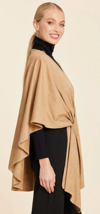 Dolce Cabo Camel Faux Suede Whipstitch Wrap