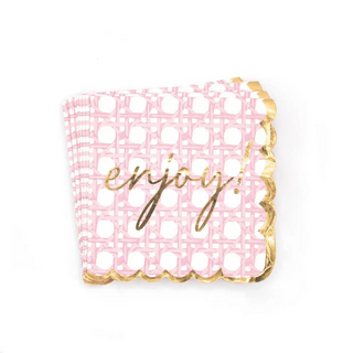 8 Oak Pink Cane Beverage Napkins