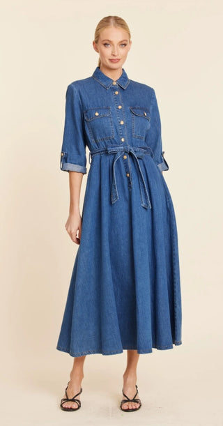 Dolce Cabo Denim Tab Sleeve Maxi Dress