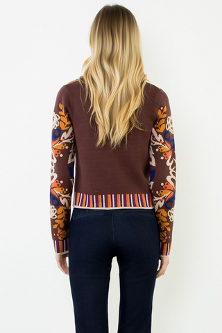 THML Floral V-Neck Cardigan with Gold Buttons