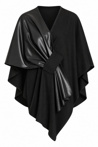Dolce Cabo Black Faux Leather & Faux Suede Whipstitch Wrap