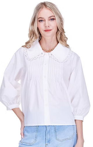 Joy Joy Pin Tuck Collar Blouse