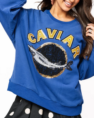 Queen Of Sparkles Dark Blue Caviar Sweatshirt