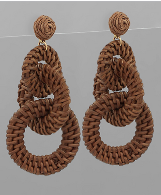 Monkee's Jewelry And Acc 3 Rattan Link Drop Earrings / 2 Color Options