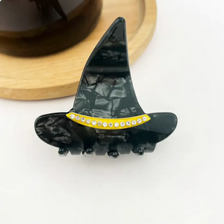 Thedivasoap Black Witch Hat Hair Claw Clip, Halloween Hair Accessories - Gray