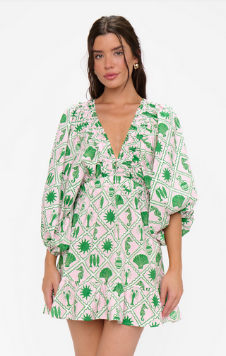 Mumu Hadley Mini Dress in Coastal Collage