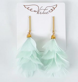 VIRTUE BAR POST PHEASANT FAN EARRING
