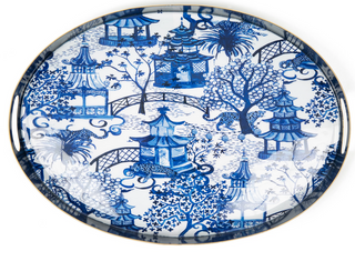 JAYES GARDEN PARTY ENAMELED OVAL TRAY