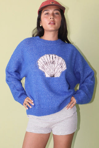 Bailey Rose Seashell Knit Sweater in Royal