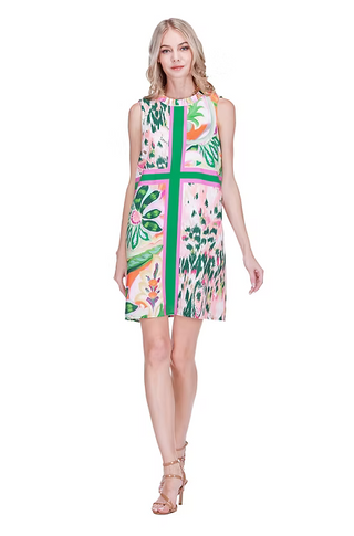 Joy Joy Patchwork Ruffles Neck Dress