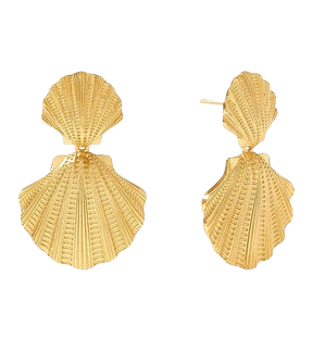 Julie Vos Sanibel Shell Statement Earrings Gold