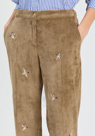 Vilagallo Duck Print Corduroy Trousers