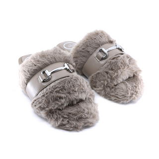 Solei Sea Hanni Belted Fur Clog in Mink