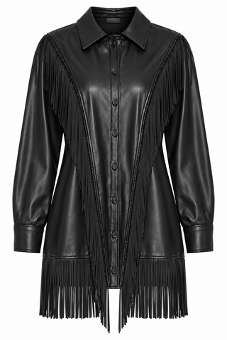 Dolce Cabo Black Fringe Vegan Dress