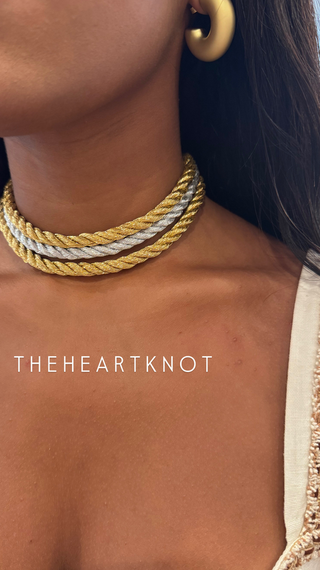 The Heartknot Gold & Silver Triple Strand Choker