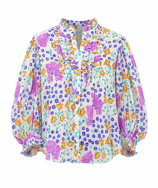 Oliphant Ruffle Front Button Blouse