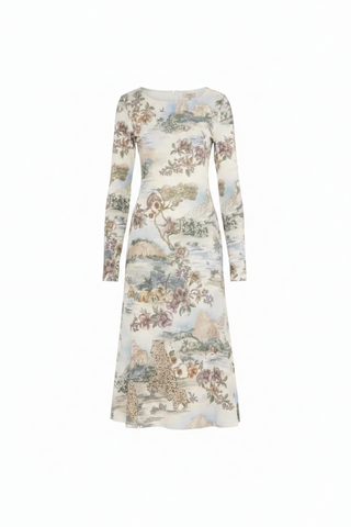 Farm Rio Toile De Rio Winter White Textured Jersey Midi Dre