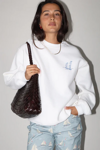 Bailey Rose Nantucket Sailing Club Graphic Sweatshirt, White