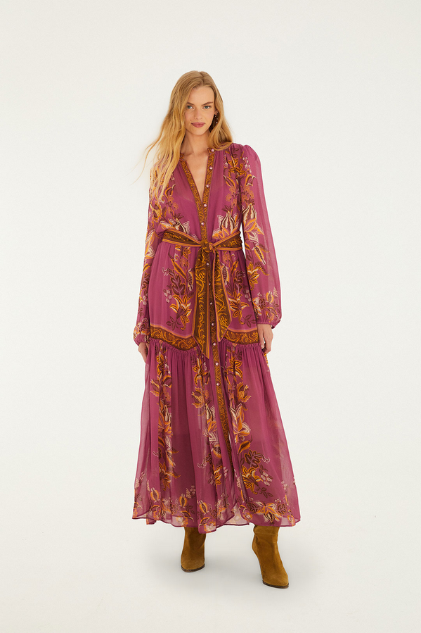 reformation pink linen dress Reformation // Pink & Multicolour Linen Printed Adria Dress – VSP  Consignment main image 1