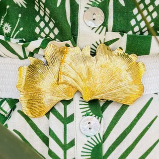 Garland Ginkgo Interchangeable Artisan Belt Buckle w/ Gold Finish